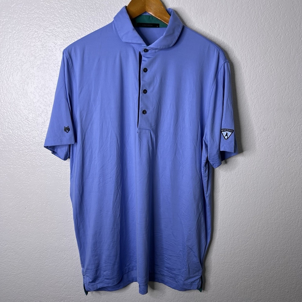 Greyson Light Blue Short Sleeve Polo Shirt Men's Size Large Golf Stretch - Picture 2 of 8